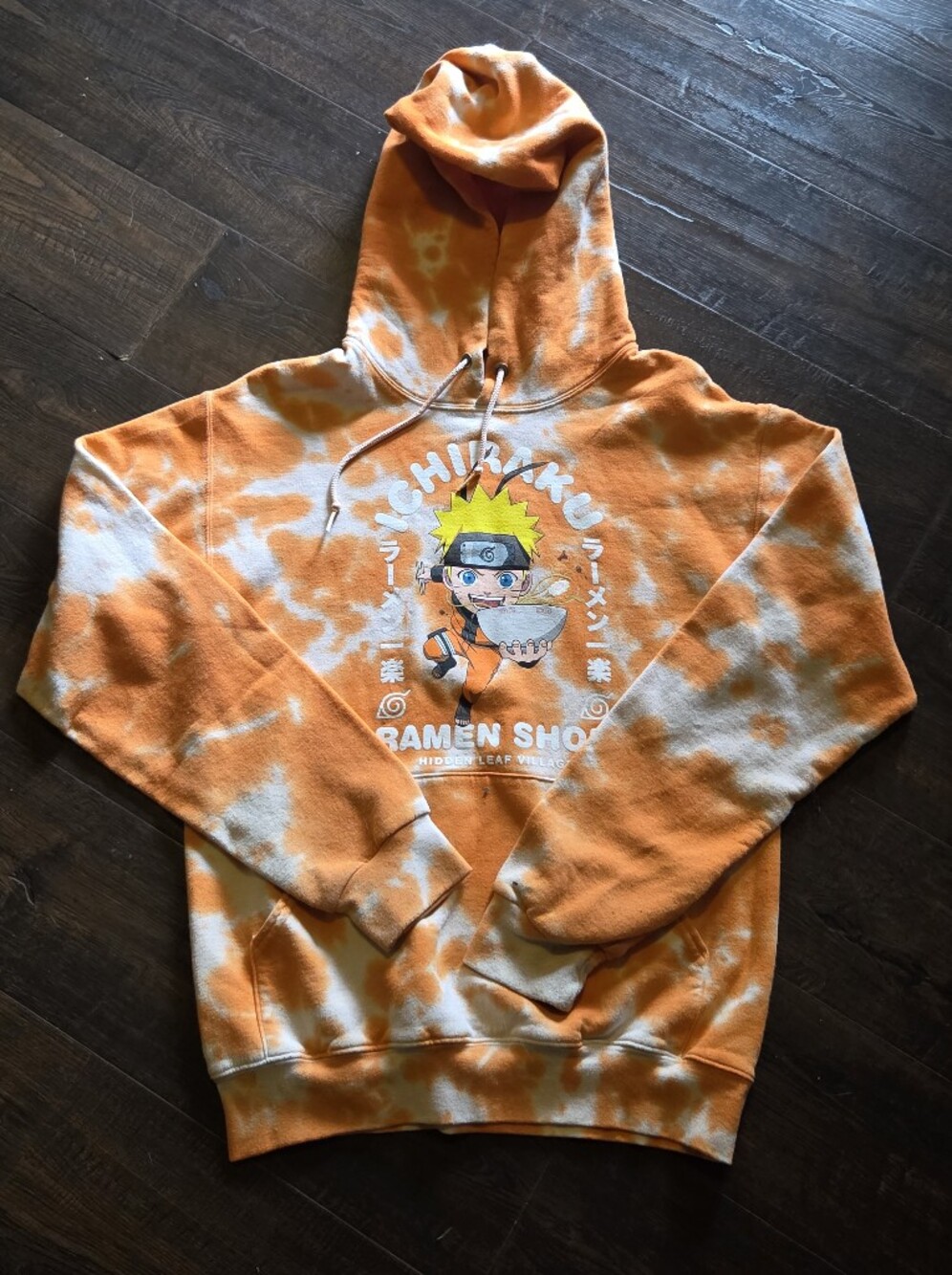 Bioworld Naruto Shippuden Anime Men's Ichiraku Ramen Shop Tie-Dye Hoodie| SIZE S